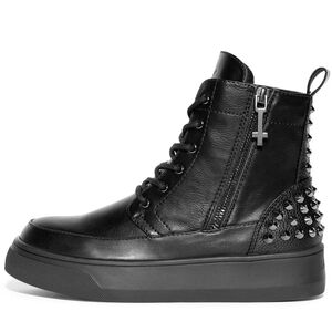 Men's Black Studded Leather Boots